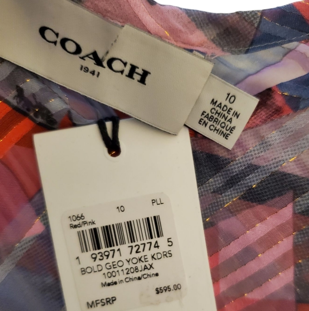 NWT COACH Bold Geo Yoke Knee length Spring Easter Dress Size 10, $595 Retail - Picture 11 of 16